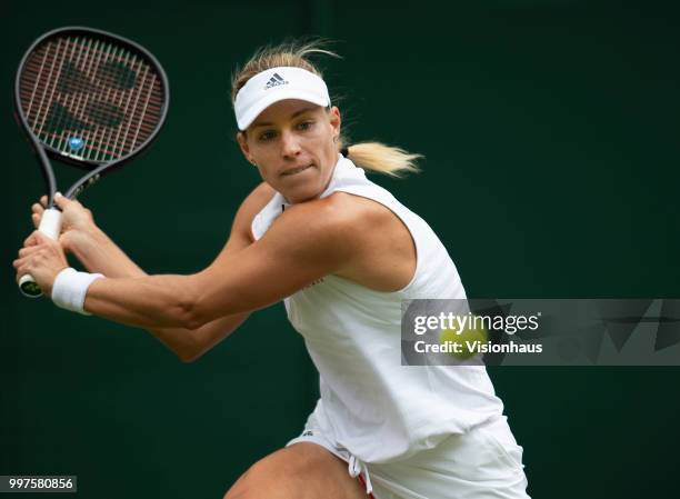 Angelique Kerber of Germany during her quarter-final match against Daria Kasatkina of Russia on day eight of the Wimbledon Lawn Tennis Championships...