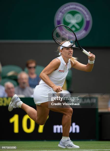 Angelique Kerber of Germany during her quarter-final match against Daria Kasatkina of Russia on day eight of the Wimbledon Lawn Tennis Championships...