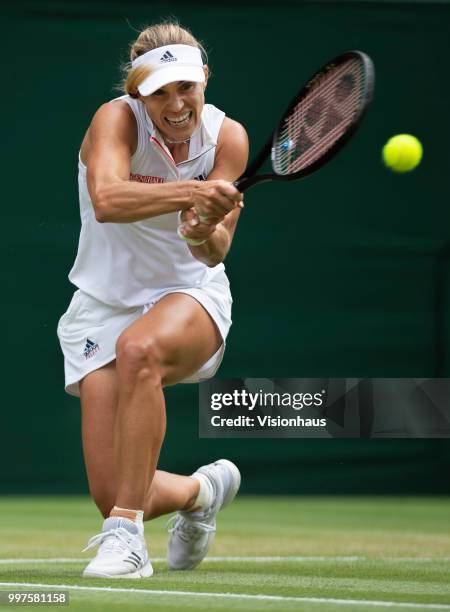 Angelique Kerber of Germany during her quarter-final match against Daria Kasatkina of Russia on day eight of the Wimbledon Lawn Tennis Championships...