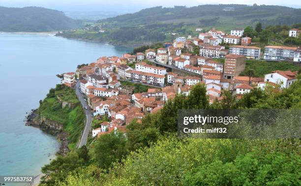 view of lastres in asturias - lastres stock pictures, royalty-free photos & images
