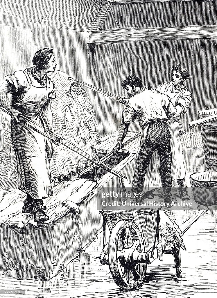 The removal of hair from a goat's skin.