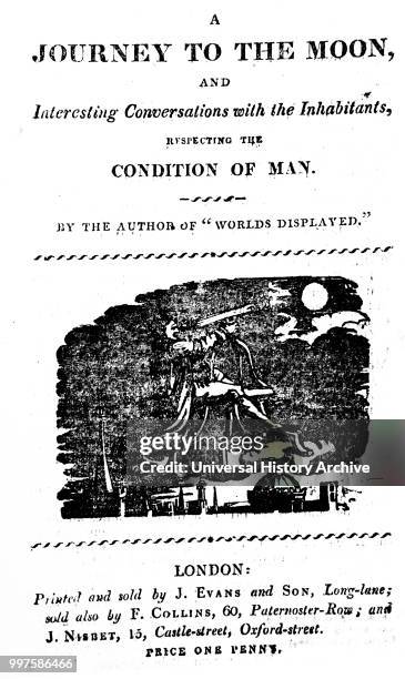 Title page of 'A Journey to the Moon', an early 19th century pamphlet on space travel. Dated 19th century.