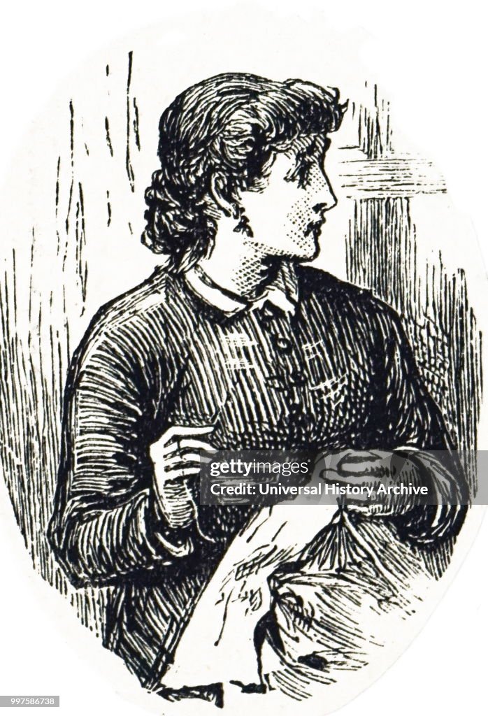 A young woman sewing.