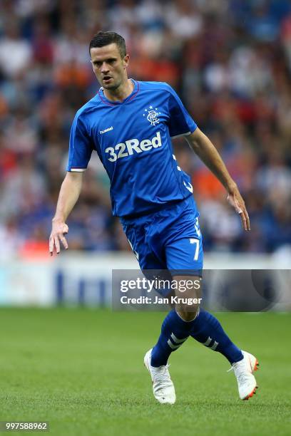 Jamie Murphy of Rangers in action during the UEFA Europa League Qualifying Round match between Rangers and Shkupi at Ibrox Stadium on July 12, 2018...