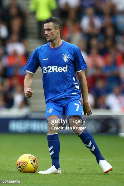Jamie Murphy of Rangers in action during the UEFA Europa League Qualifying Round match between Rangers and Shkupi at Ibrox Stadium on July 12, 2018...