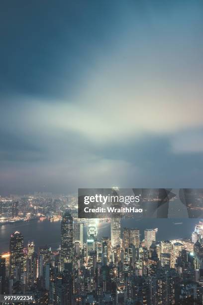 night view of hong kong cityscape - hao stock pictures, royalty-free photos & images