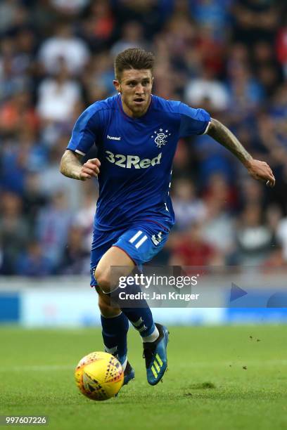 Josh Windass of Rangers in action during the UEFA Europa League Qualifying Round match between Rangers and Shkupi at Ibrox Stadium on July 12, 2018...