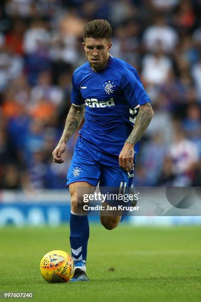 Josh Windass of Rangers in action during the UEFA Europa League Qualifying Round match between Rangers and Shkupi at Ibrox Stadium on July 12, 2018...