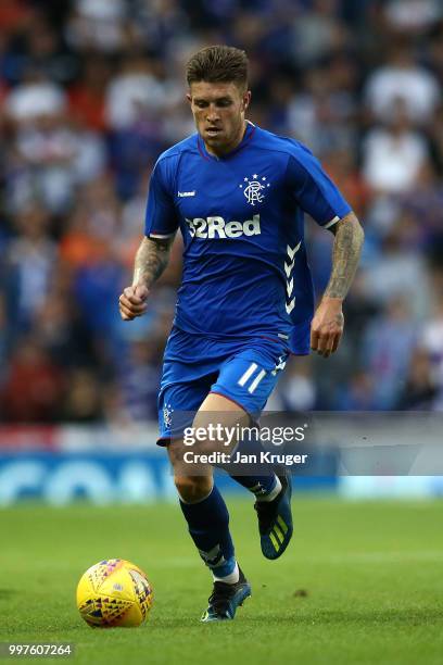 Josh Windass of Rangers in action during the UEFA Europa League Qualifying Round match between Rangers and Shkupi at Ibrox Stadium on July 12, 2018...