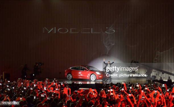 Tesla-CEO Elon Musk arrives at the presentation of the first more reasonable Tesla vehicle Model 3 on the company grounds in Fremont, US, 28 July...