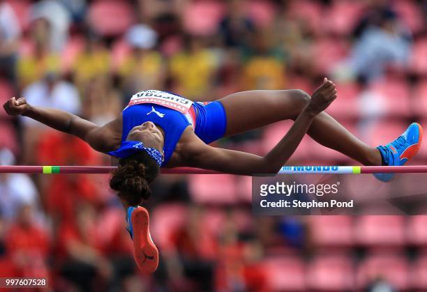 Isis K.Guerra of Cuba in action during qualifying for the women's high jump final on day five of The IAAF World U20 Championships on July 13, 2018 in...