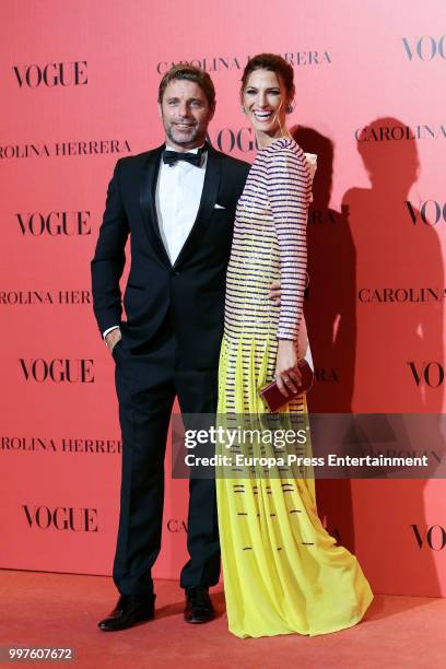 Laura Sanchez and David Ascanio attends Vogue 30th Anniversary Party at Casa Velazquez on July 12, 2018 in Madrid, Spain.