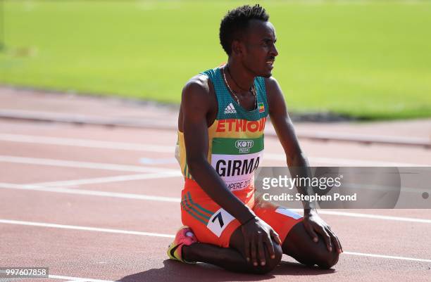Adisu Girma of Ethiopia looks on during heat 3 of the men's 800m heats on day four of The IAAF World U20 Championships on July 13, 2018 in Tampere,...