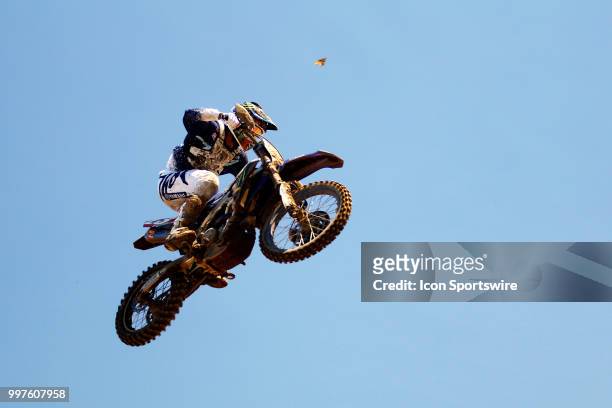 Lucas Oil Motocross rider Aaron Plessinger of Monster Energy/Yamalub/Star/Yamaha in action during the Red Bull Redbud National MX race on July 07 at...