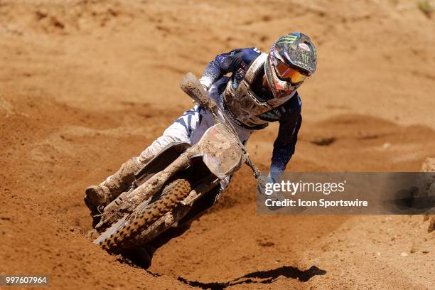 Lucas Oil Motocross rider Aaron Plessinger of Monster Energy/Yamalub/Star/Yamaha in action during the Red Bull Redbud National MX race on July 07 at...