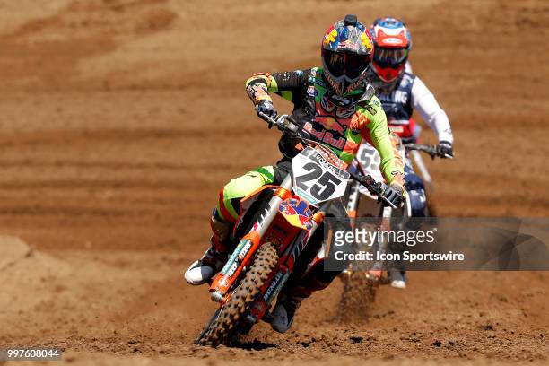 Lucas Oil Motocross rider Marvin Musquin of Team Red Bull KTM Factory Racing in action during the Red Bull Redbud National MX race on July 07 at The...