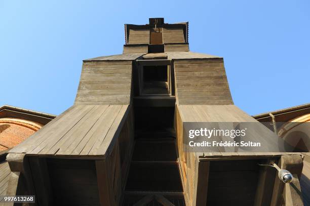 The medieval crane of Gdansk. The medieval harbour crane highest of Europe located at the edge of the Motlawa river in the old city of Gdansk on...