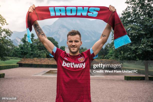 West Ham Uniteds new signing Andriy Yarmolenko poses on July 10, 2018 in Bad Ragaz, Switzerland.