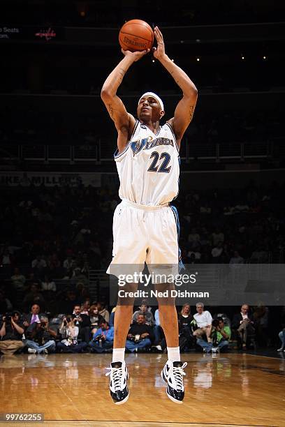 James Singleton of the Washington Wizards makes a jumpshot against the Charlotte Bobcats during the game on March 23, 2010 at the Verizon Center in...