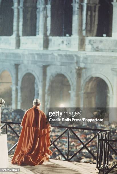 Pope Paul VI conducts a Way of the Cross ceremony at the Colosseum in Rome, Italy on 27th March 1970.