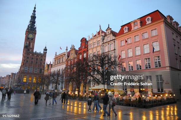 The town Hall in the old city of Gdansk. Houses of notable people in the old city of Gdansk on October 10, 2015 in Gdansk, Poland.