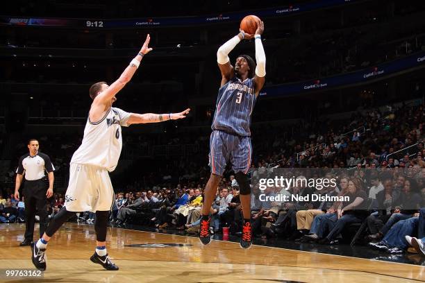 Gerald Wallace of the Charlotte Bobcats makes a jumpshot against the Washington Wizards during the game on March 23, 2010 at the Verizon Center in...