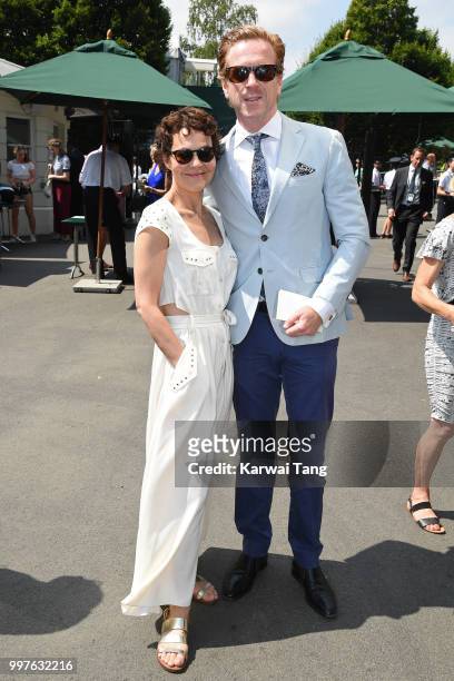 Helen McCrory and Damian Lewis attend day eleven of the Wimbledon Tennis Championships at the All England Lawn Tennis and Croquet Club on July 13,...