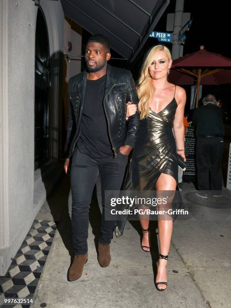 Subban and Lindsey Vonn are seen on July 12, 2018 in Los Angeles, California.