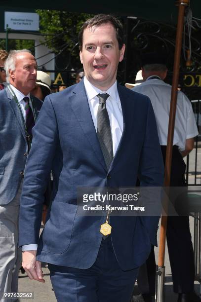 George Osborne attends day eleven of the Wimbledon Tennis Championships at the All England Lawn Tennis and Croquet Club on July 13, 2018 in London,...