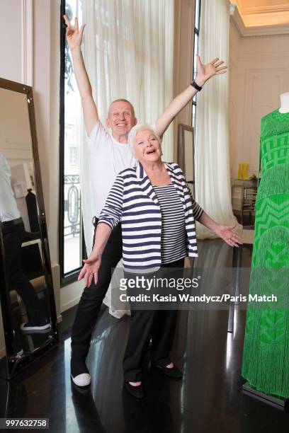 Singer Line Renaud and Jean Paul Gaultier are photographed for Paris Match on June 22, 2018 in Paris, France.