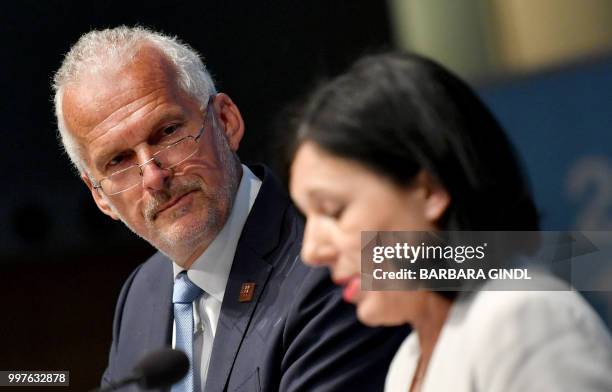 Austrian Minister of Constitutional Affairs, Reforms, Deregulation and Justice Josef Moser and European Commissioner for Justice, Consumers and...