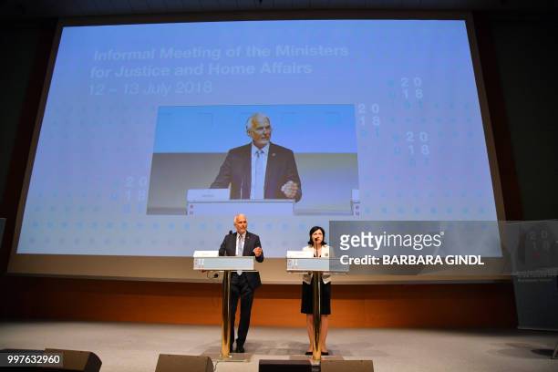 Austrian Minister of Constitutional Affairs, Reforms, Deregulation and Justice Josef Moser and European Commissioner for Justice, Consumers and...