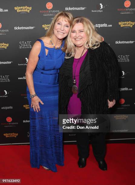 Bonnie Lithgoe and Laura Mulcahy arrive for opening night of Sleeping Beauty - A Knight Avenger's Tale at State Theatre on July 13, 2018 in Sydney,...
