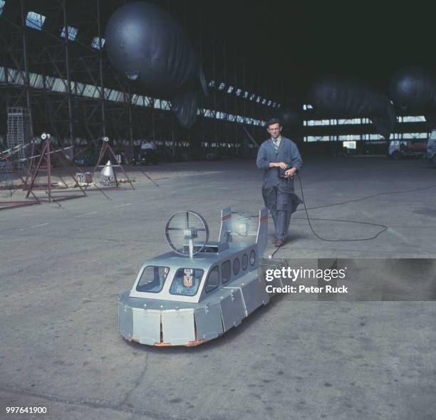 Remote control hovercraft 'Hoverlorry' testing, 1967.
