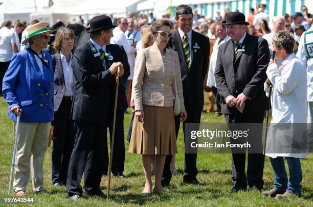 Princess Anne, Princess Royal views the cattle classes and meets representatives from the three National Shows, Simmental, Charlolais and Beef...
