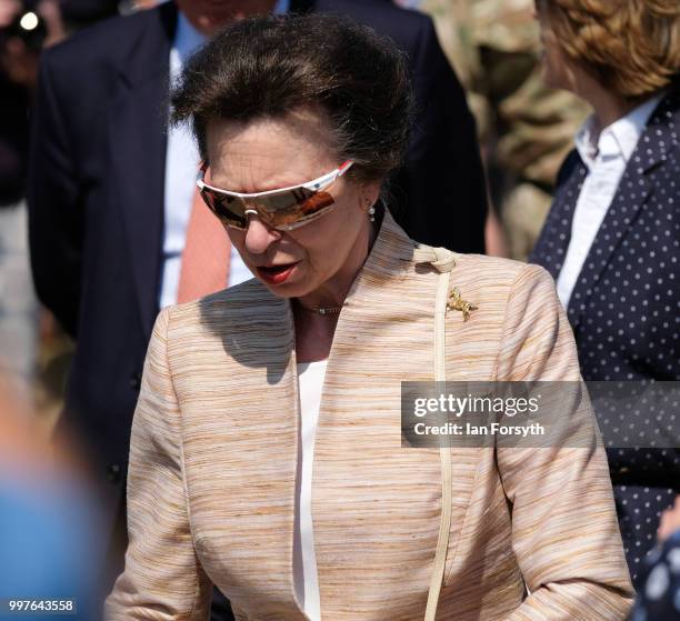 Princess Anne, Princess Royal tours the Showground as she visits during the second day of the 160th Great Yorkshire Show on July 11, 2018 in...