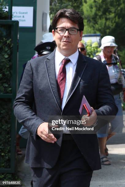 Michael McIntyre seen arriving at Wimbledon for Men's Semi Final Day on July 12, 2018 in London, England.