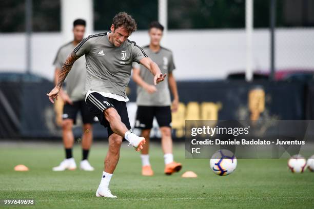 Claudio Marchisio during a Juventus training session at Juventus Training Center on July 13, 2018 in Turin, Italy.