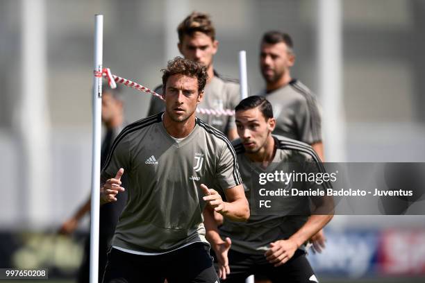 Claudio Marchisio during a Juventus training session at Juventus Training Center on July 13, 2018 in Turin, Italy.