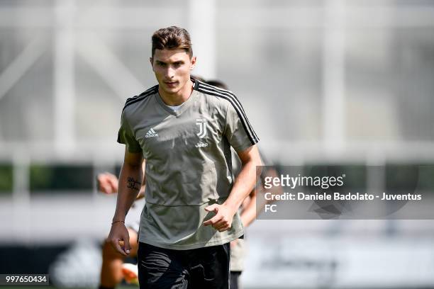 Mattia Caldara during a Juventus training session at Juventus Training Center on July 13, 2018 in Turin, Italy.