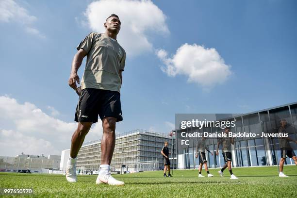 Alex Sandro during a Juventus training session at Juventus Training Center on July 13, 2018 in Turin, Italy.