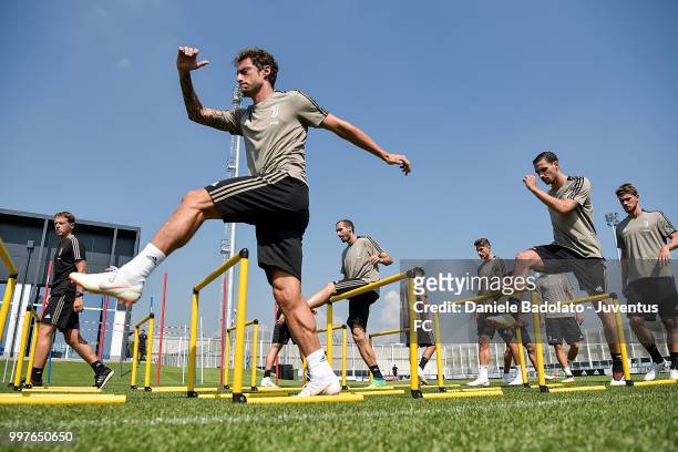 Claudio Marchisio during a Juventus training session at Juventus Training Center on July 13, 2018 in Turin, Italy.