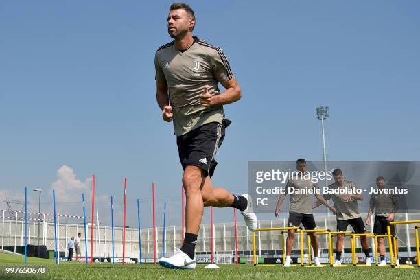 Andrea Barzagli during a Juventus training session at Juventus Training Center on July 13, 2018 in Turin, Italy.