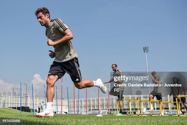 Claudio Marchisio during a Juventus training session at Juventus Training Center on July 13, 2018 in Turin, Italy.