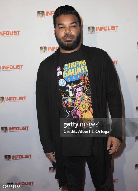 Actor Adrian Dev arrives for the INFOLIST.com's Annual Pre-Comic-Con Party held at OHM Nightclub on July 12, 2018 in Hollywood, California.