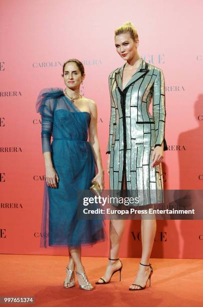 Carolina Adriana Herrera and Karlie Kloss attend the Vogue 30th Anniversary Party at Casa Velazquez on July 12, 2018 in Madrid, Spain.