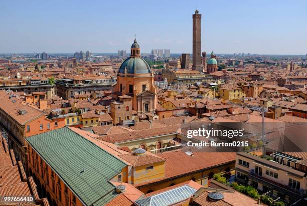 overview of bologna, emilia-romagna, italy - bologna fotografías e imágenes de stock