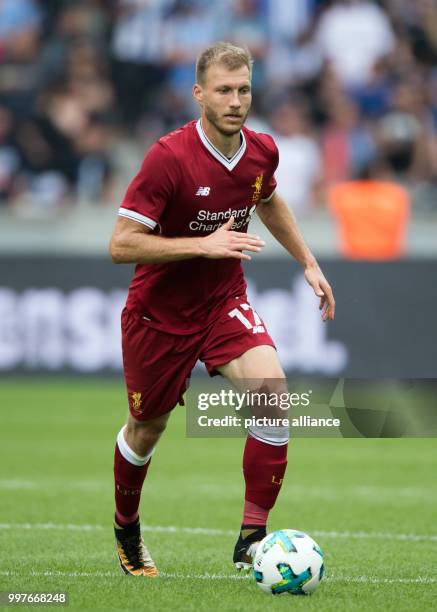 Liverpool's Ragnar Klavan, photographed at the international club friendly soccer match between Hertha BSC and FC Liverpool in the Olympia Stadium in...