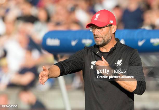 Liverpool's coach Juergen Klopp, photographed at the international club friendly soccer match between Hertha BSC and FC Liverpool in the Olympia...