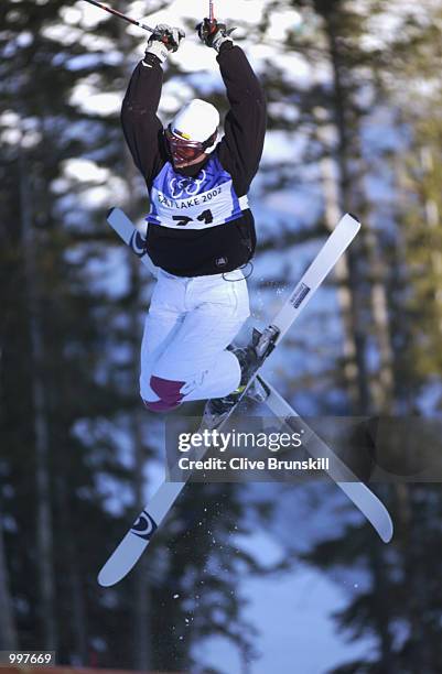 Nikola Sudova of the Czeh Republic in action during the qualifying round of the women's moguls during the Salt Lake City Winter Olympic Games on...